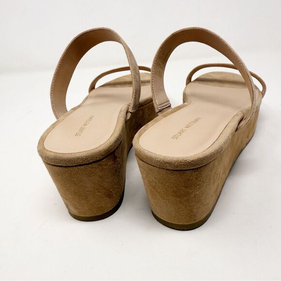 Stuart Weitzman Tan Beige Suede Wedge Sandals Size 11 Platform - Picture 7 of 9